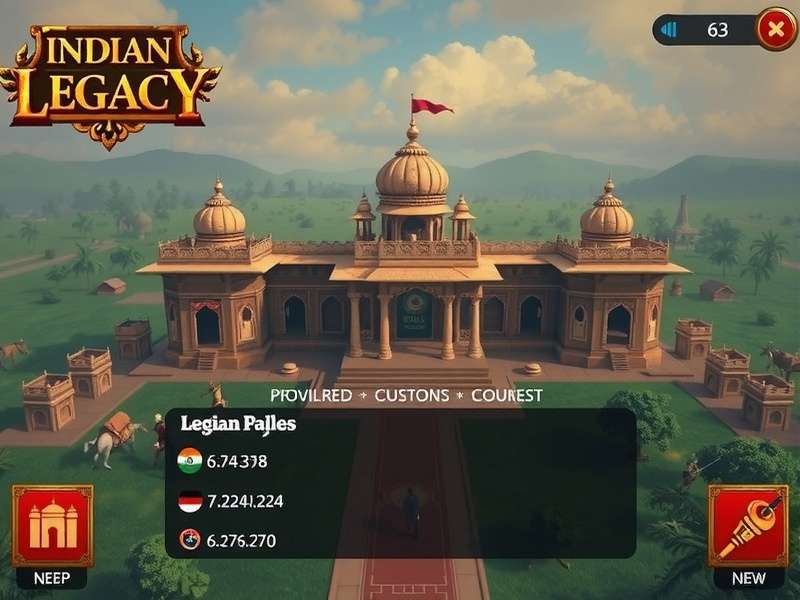 Indian Royal Legacy gameplay screenshot showing royal palace